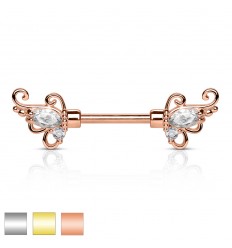 Brystpiercing med blomsterdesign